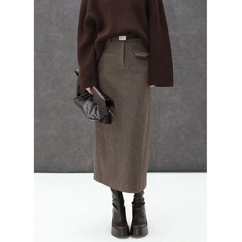 Stilvoller Midi-Rock mit hohem Bund für Damen - Herbst/Winter 2025, Hüftbedeckend, Über dem Knie, Perfekt für Büro und Pendeln.