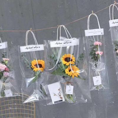 10 Stück Transparente PVC Lange Tragetasche Klare Tasche Blumenverpackung Blumenstrauß-Taschen Florist Dekoration Feier Party Geschenktasche