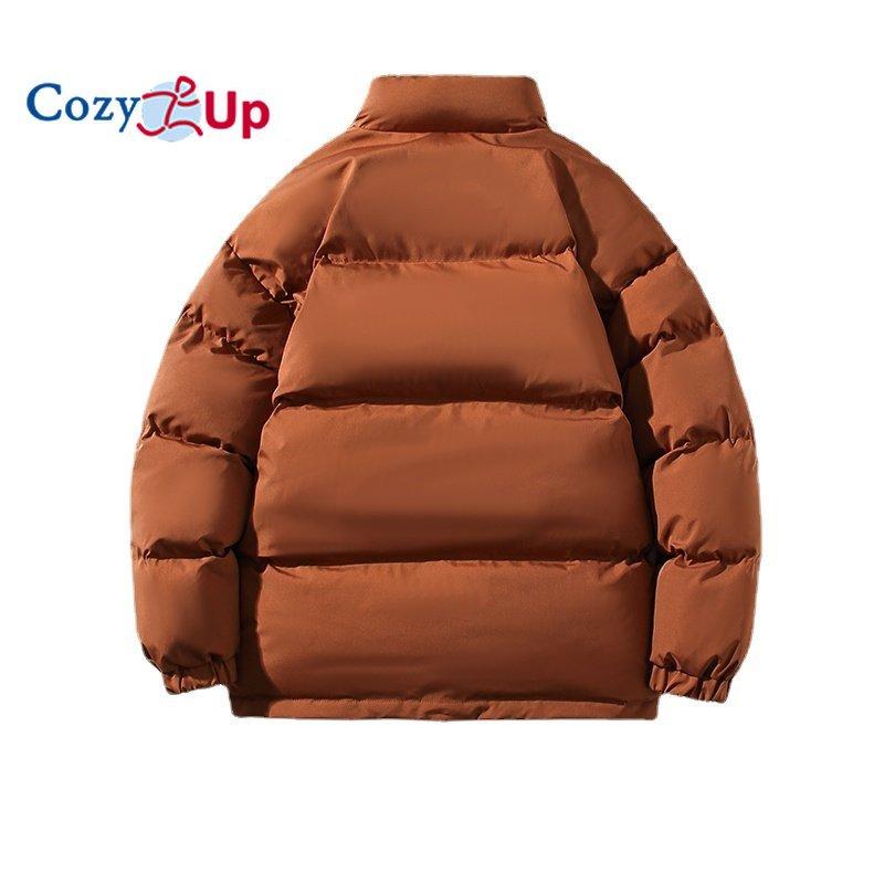 Cozy Up Winter Herren Plüsch Verdickte Parkas Stehkragen Jacke Mode Herren Parker Mantel Warm Dick Reißverschluss Mantel Gepolsterter Mantel für Männer