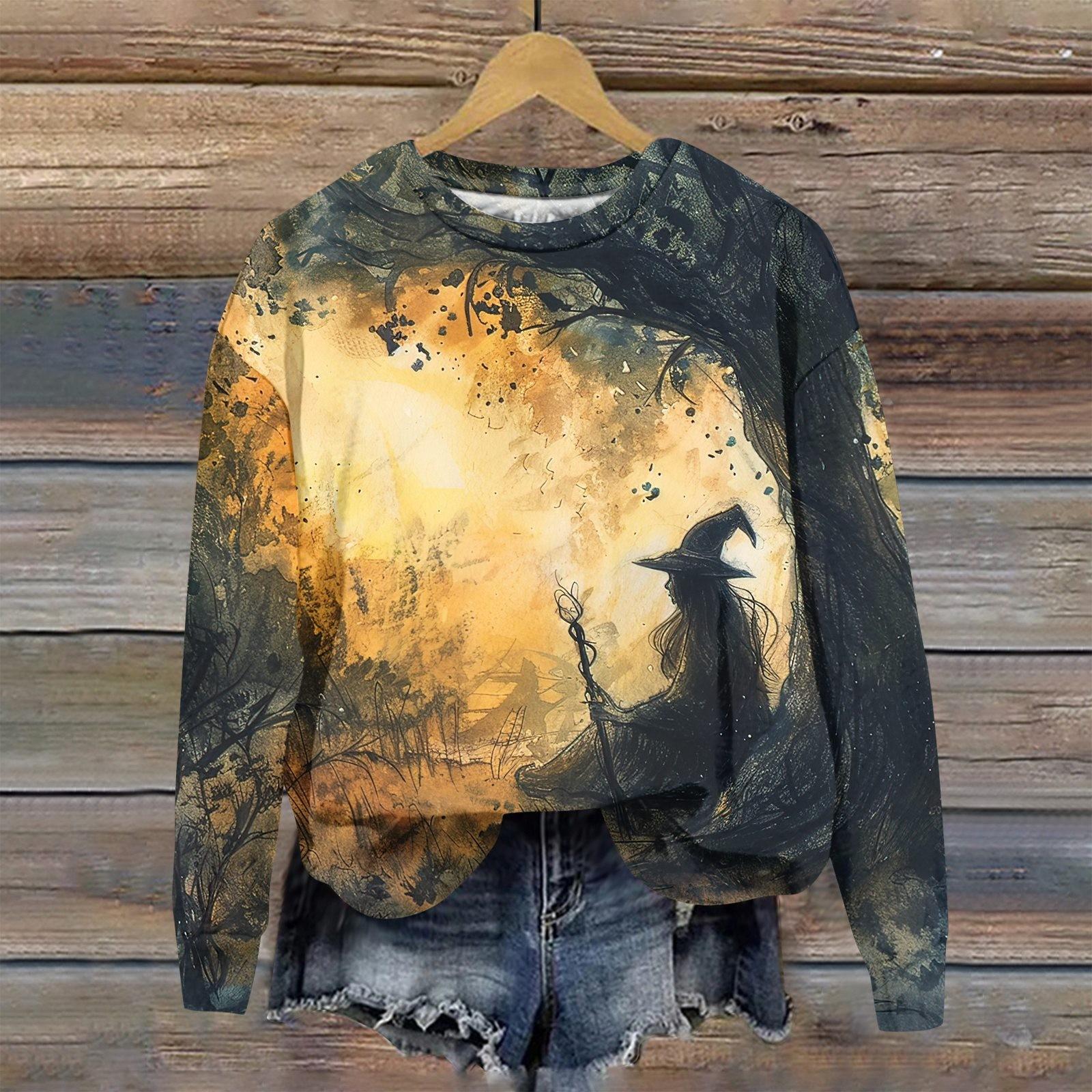 Женская мода повседневная толстовка с капюшоном с длинным рукавом и принтом на Хэллоуин — фото 10