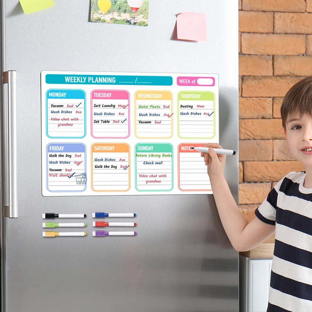 1 Set 40.6*30.5cm Magnetic Message Board Refrigerator Erasable Writing Surface Weekly Planner Recipe Record Board Home Kitchen