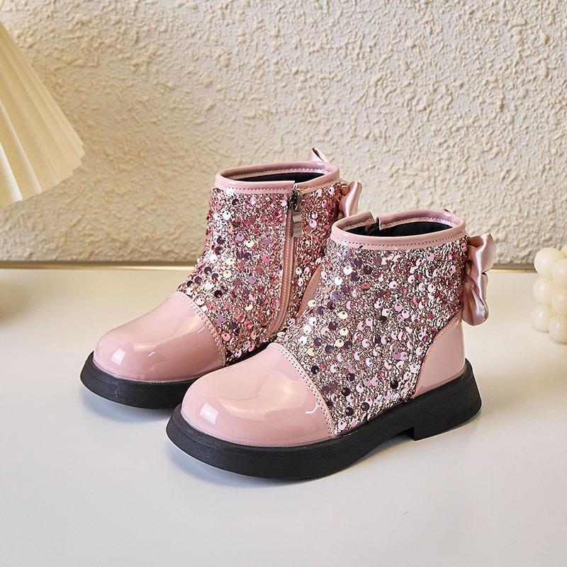 Girls' Princess Party Boots - British Style Short Boots with Fashionable Side Zip