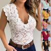 Womens Casual Sexy Slim Solid Lace V-Neck Ladies Sexy  Lace Erotic Lingerie Tank Top