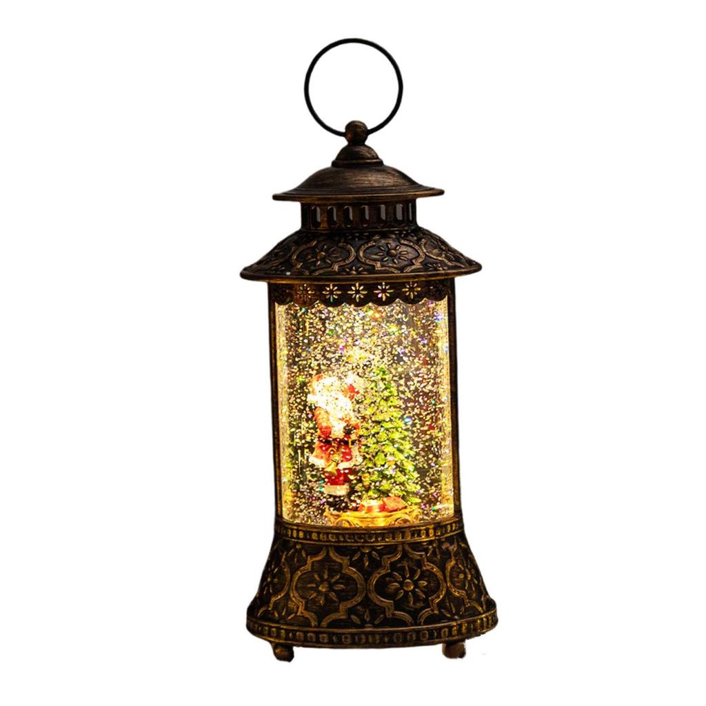 Snow Globe Lantern Lighted Musical Table Centerpiece Christmas Decoration PVC Craft for Holiday Home Decor
