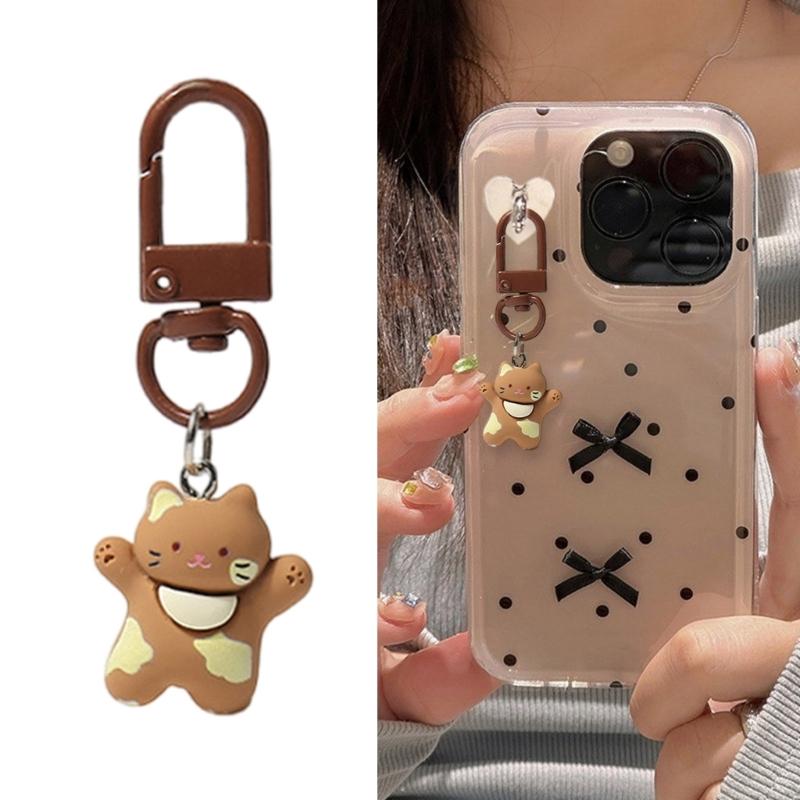 Glückliche Katzen Schlüsselanhänger Kleiner Schlüsselhalter Lieblicher Stilvoller Anhänger für Vielseitiges Tägliches Zubehör Rucksack und Geschenke Ornament
