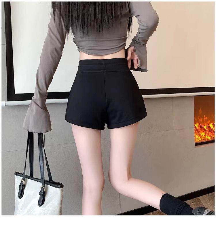 Women's Gray High-Waist A-Line Sports Shorts - 2025 Summer Petite Slit Casual Hot Pants