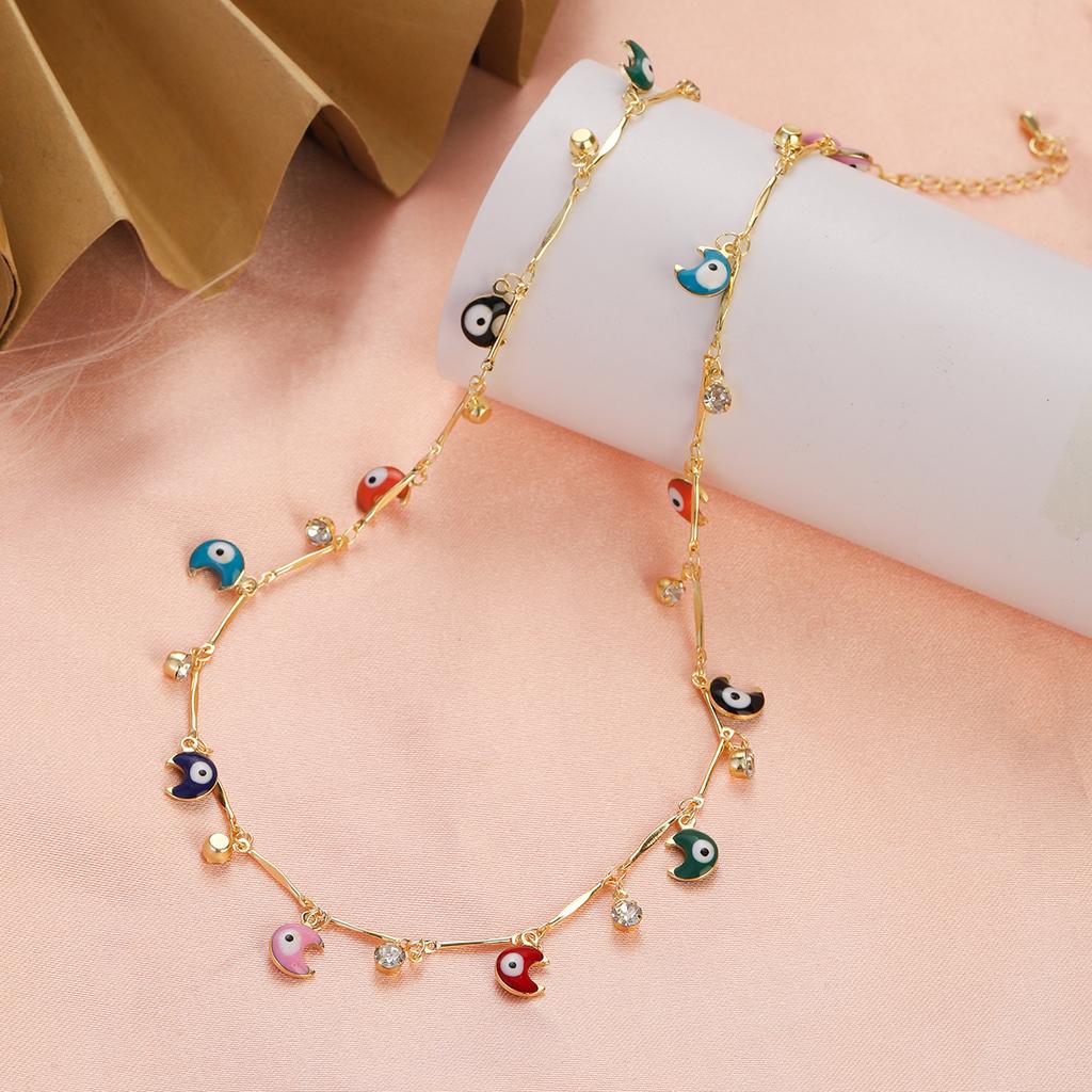 Collana Blu Occhio di Allah Turco da Donna Moda Colore Oro Acciaio Inossidabile Collane Smalto Perline Gioielli Regalo