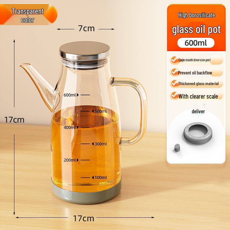 Leak-Proof Borosilicate Glass Oil Dispenser for Kitchen: Non-Stick Seasoning Bottle for Oil, Vinegar, and Sauces. 1000ml