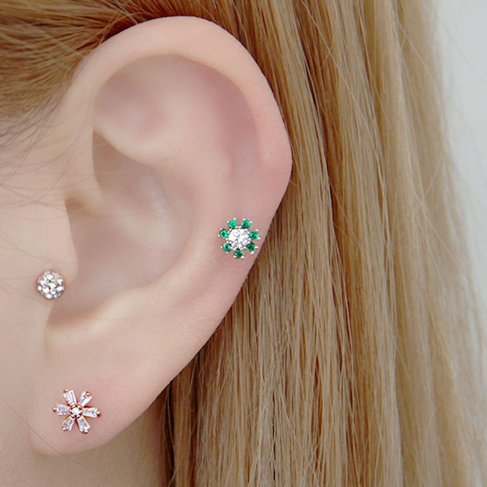 [1+1] Surgical Pin Cubic Piercing Green Sun 3 Types, Choose 1, One Side Sale