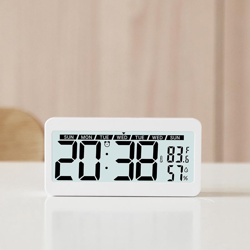 Silent LCD Desktop Alarm Clock with Temperature & Humidity Display