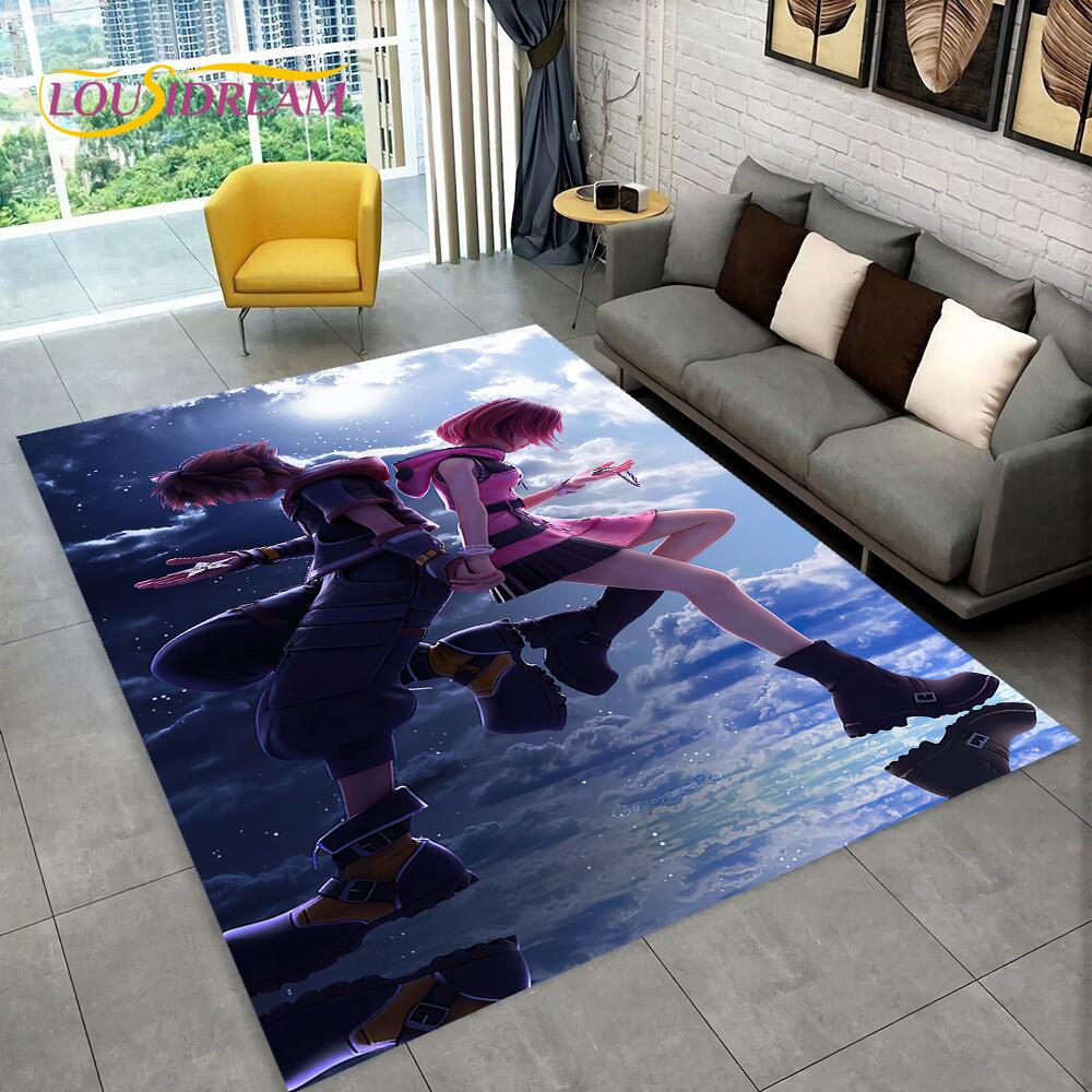 3D Cartoon Kingdom Hearts Game Carpet Rug for Home Living Room Bedroom Sofa Doormat Decor,kids Play Area Rug Non-slip Floor Mat