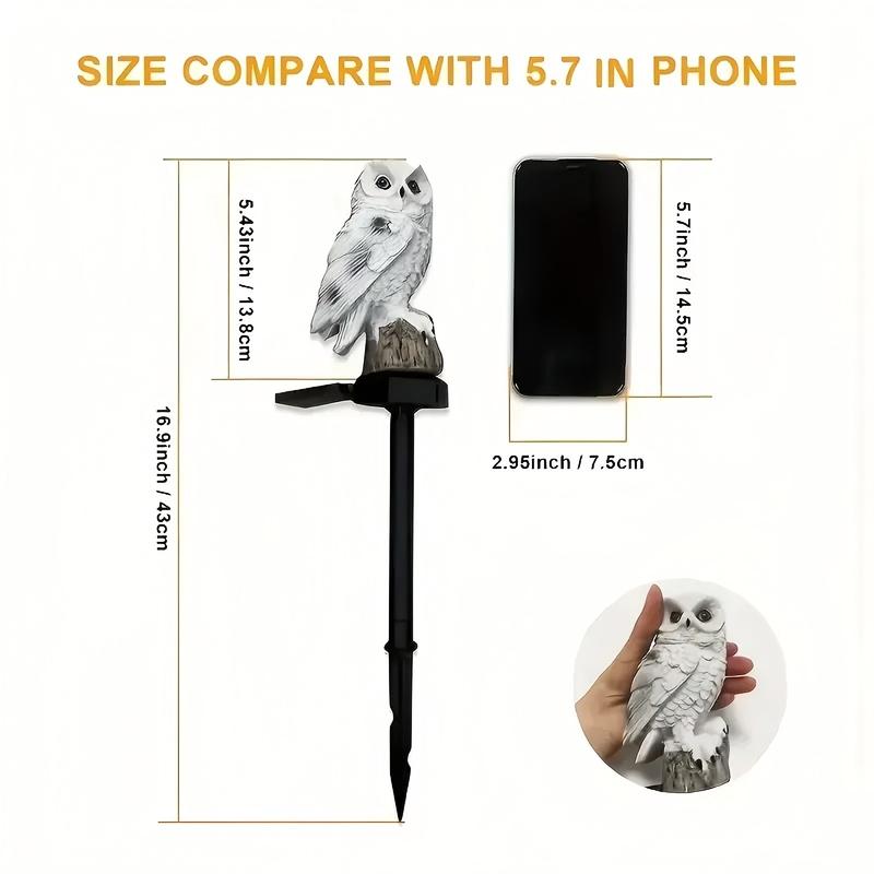 1PC Solar LED Owl Garden Stake Lights Realistic Outdoor Landscape Lighting Glow for Parks Pathways Ambient Spooky Stake Light
