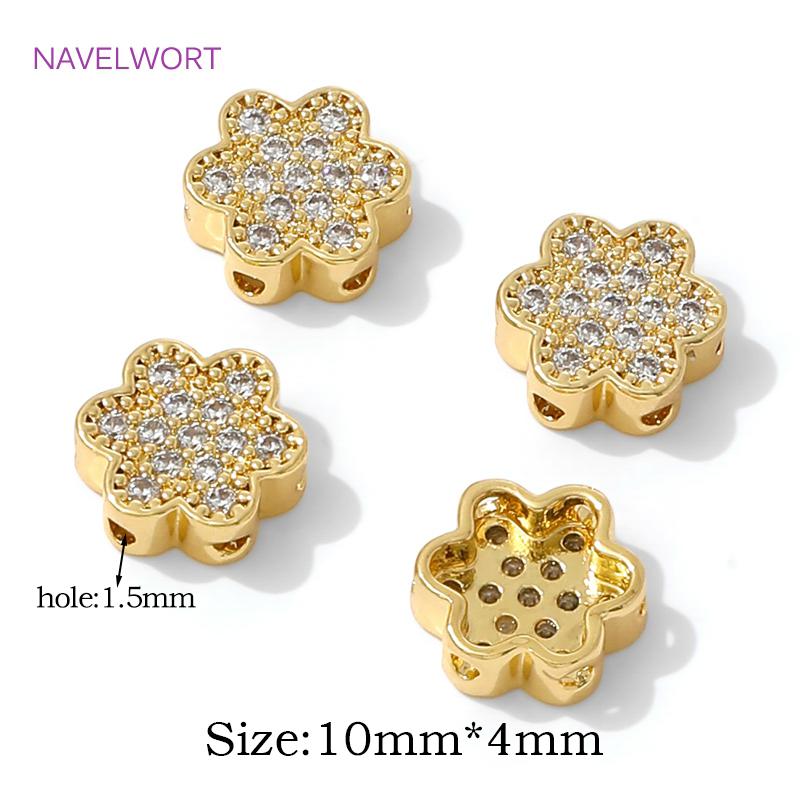 

18K Gold Plated Flower Shape Beads Separators For Bracelets,Brass Spacer Beads,Separators For Beads,DIY Jewelry Making Supplies 2 Pieces