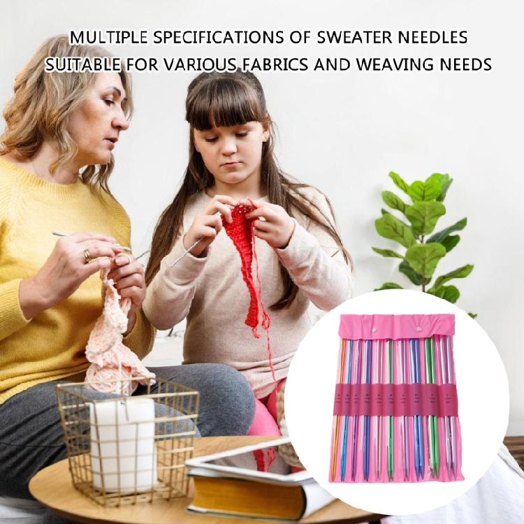 10 Paar Aluminium Stricknadeln zum Stricken Weben Pullover Mütze Socke Tasche, 35,0 cm lange Stricknadel, einspitzig