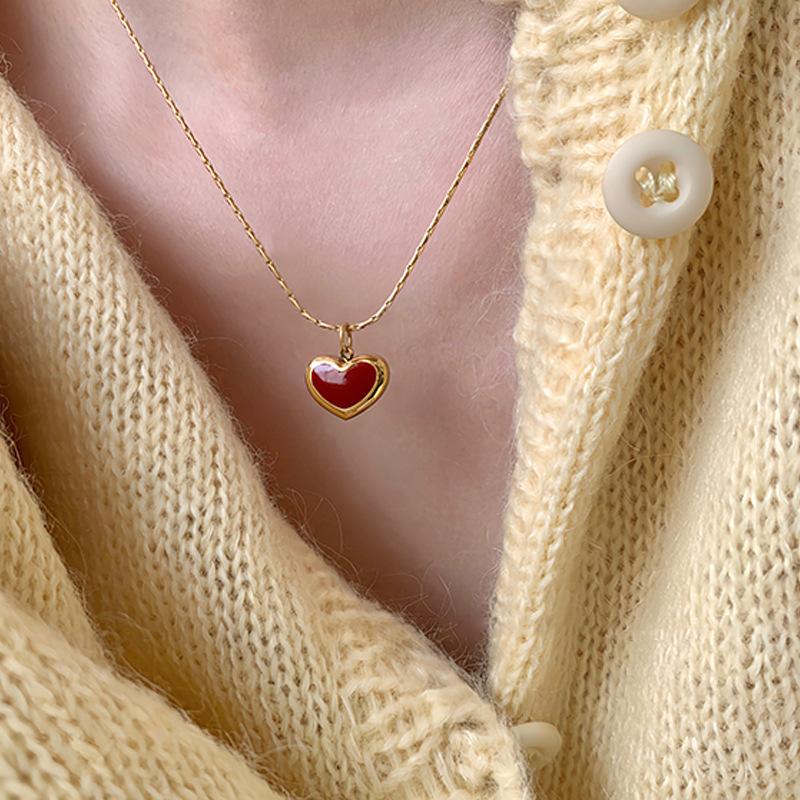 Court style diamond set, water drop pink diamond pendant, earrings, necklace set, exquisite temperament collarbone chain, light luxury fashion jewelry
