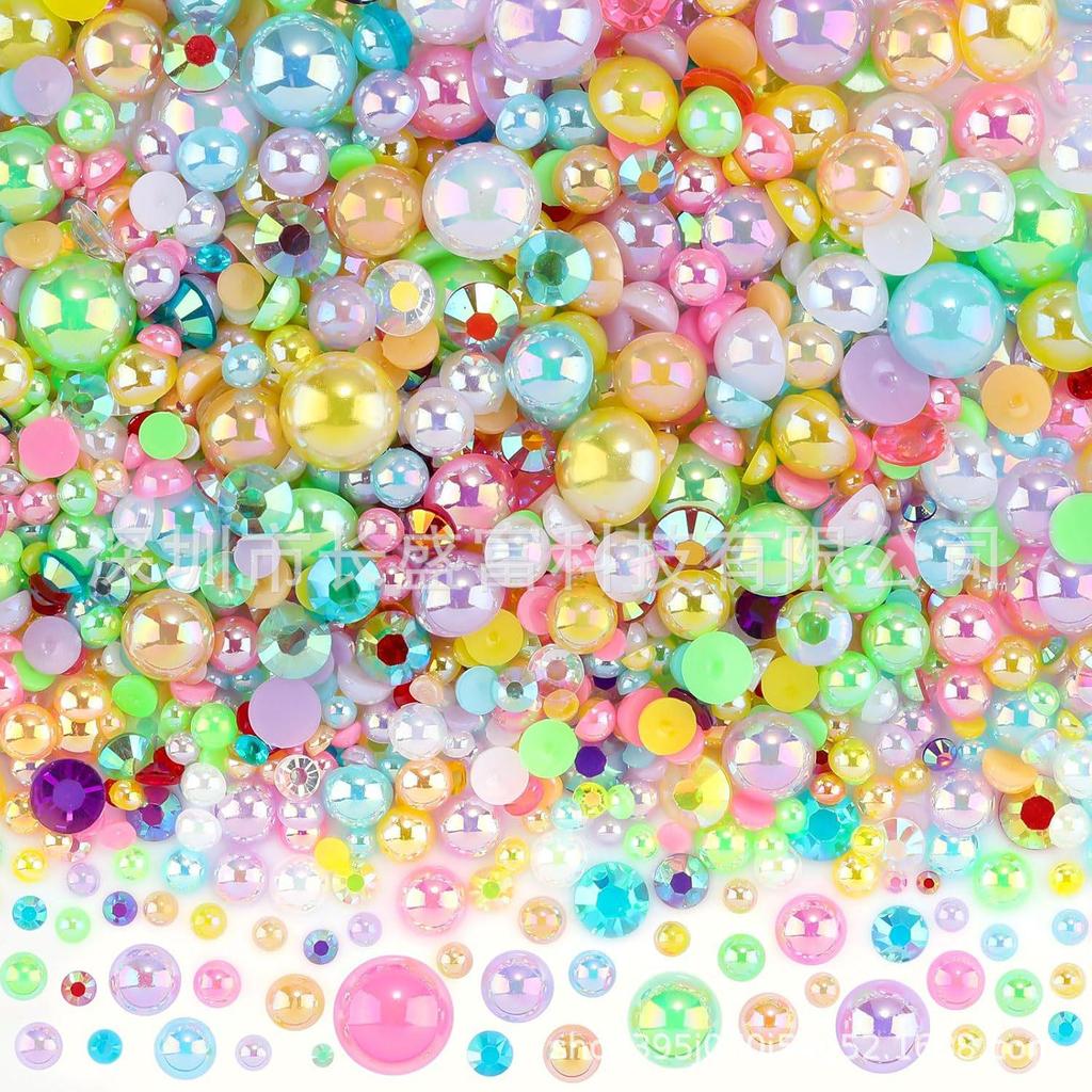 Multi-color Half Pearl Nail & Craft Embellishments for Nails, Phone Cases, Earrings & Hair Clips