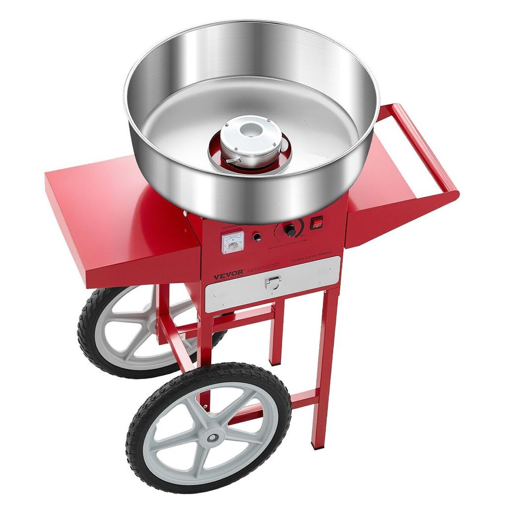 Commercial Cotton Candy Machine with Cart Sugar Floss Maker 1000W Red