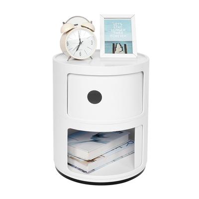 Nightstand with 2 Drawers 2 Layers Modern Bedside Table Bedroom Side End Stand Multi Functional Round Storage Unit Bedside Table