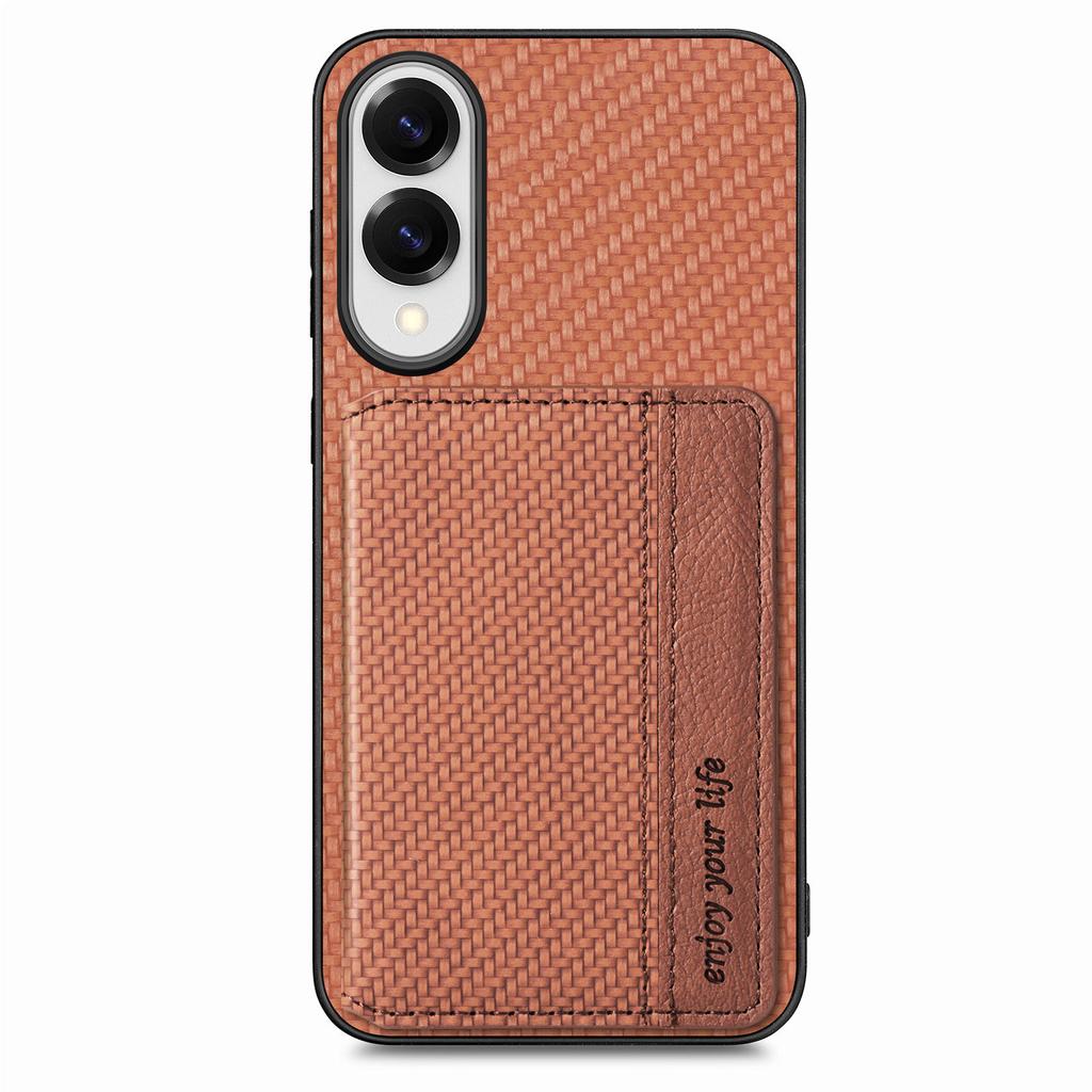 For Samsung Galaxy S25 Edge Case RFID Blocking Carbon Fiber Leather Phone Back Cover with Card Holder