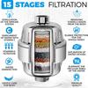 15 Stage Shower Filter - Shower Head Filter - Hard Water Filter Remove Chlorine Heavy Metals and Other Sediments Reduces Dry