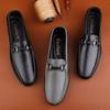 Fashion Minimalist Designer Style Metal Buckle Men's Elegant Formal Loafers Handmade Footwear Leisure Comfortable Driving Leather Shoes