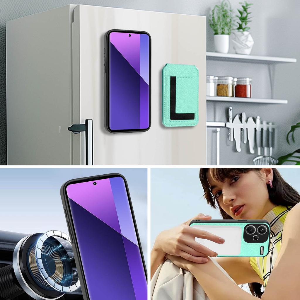 For Xiaomi Redmi Note 13 Pro+ 5G Magnetic Case TPU+PU Leather Phone Back Cover with Detachable Card Holder