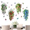 Butterfly Flower Vine Green Plant Self-Adhesive Waterproof Wall Stickers Living Room Bedroom Decorative Painting