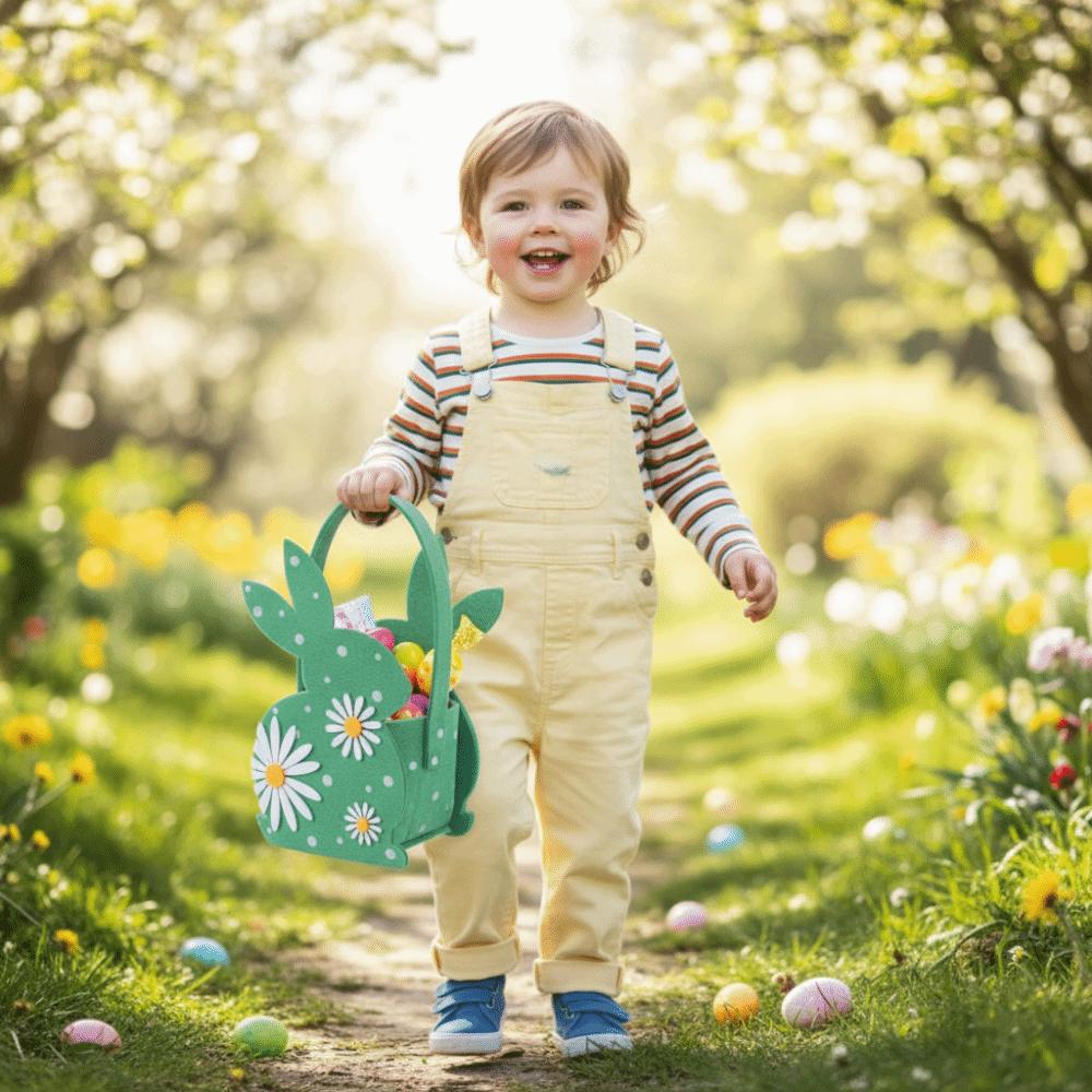 Plstěná velikonoční dárková taška Měkká 3D taška s králíčkem Dětská velikonoční taška na sladkosti s králíčkem Dětské drobnosti