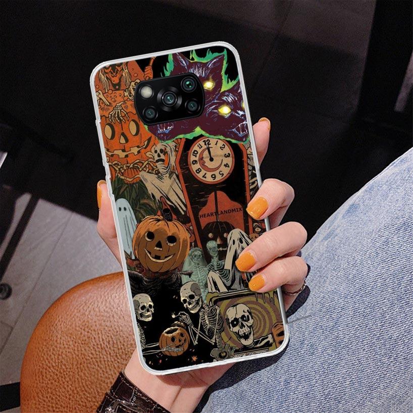 October Fall Halloween Spooky Pumpkin Phone Case For Xiaomi Poco X7 X6 X5 Pro F7 Ultra Redmi 15C 15 13C 13 12C 12 10 10A 10C 9 9