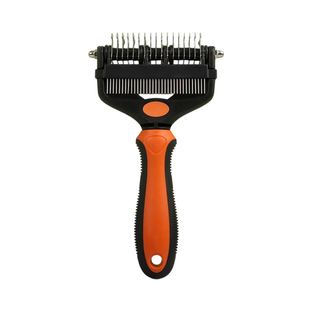 Pet Grooming Dematting Comb with Stainless Steel Blades and Ergonomic Handle for Removing Mats and Tangles from Fur and Coat