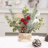 23cm Height Desktop Mini Christmas Tree Festive Potted Plant Decoration Holiday Gift Tabletop Centerpiece