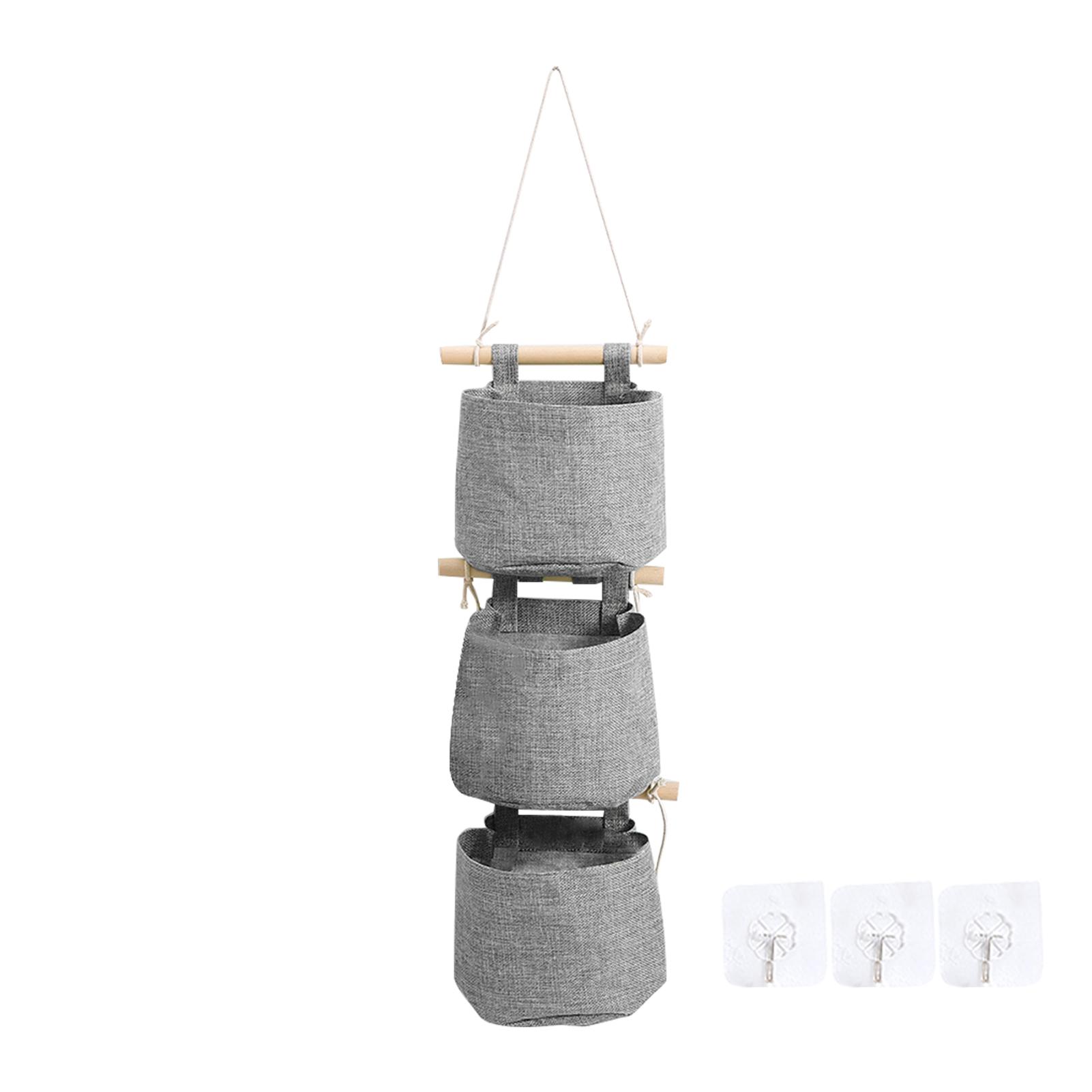 Kleinigkeiten Home Decor Taschen Hängende Aufbewahrungstasche Badezimmer Wand Tür Faltbare Abnehmbare Kleiderschrank Baumwolle Leinen Closet Organizer 3 grau