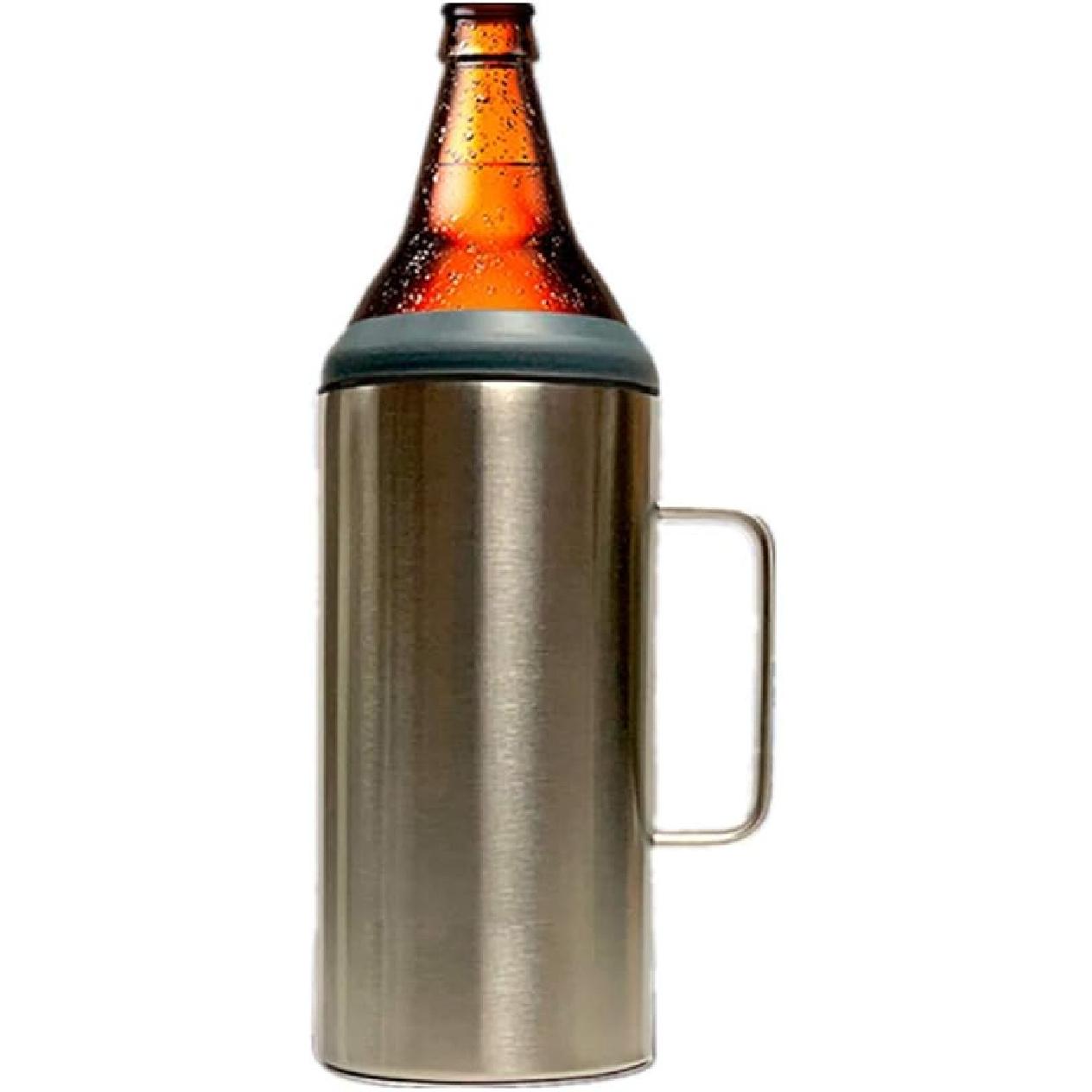 40oz stainless steel cooler, double walled vacuum insulated bottle holder&keeper (Silver) серебряный