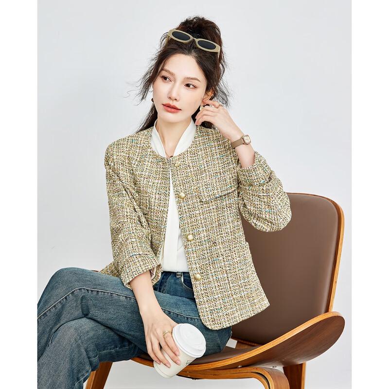 

TERRE BLEUE Women s Single-Breasted Tweed Jacket M