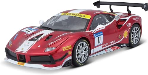 Bburago 1/24 Scale Ferrari 488 Challenge 2017 Red / Diecast Model Car, Finished Product, 18-26308