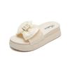 Stylish Thick Soled Bowknot Summer Slippers For Women Fashionable Casual Wear