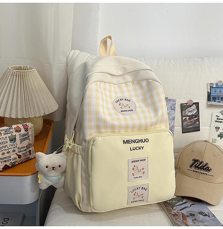 Schoolbag Japanese 1011 new high-value ins sweet plaid backpack middle school student schoolbag lightweight large-capacity backpack