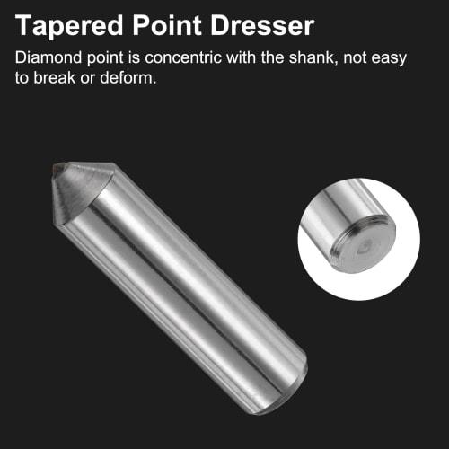 uxcell 5-Piece Diamond Dresser Set, 12mm X 47mm (15/32" X 1-7/8") Single Tapered Point Grinding Wheel Round Pen Welding Diamond Dressing Tool, Silver