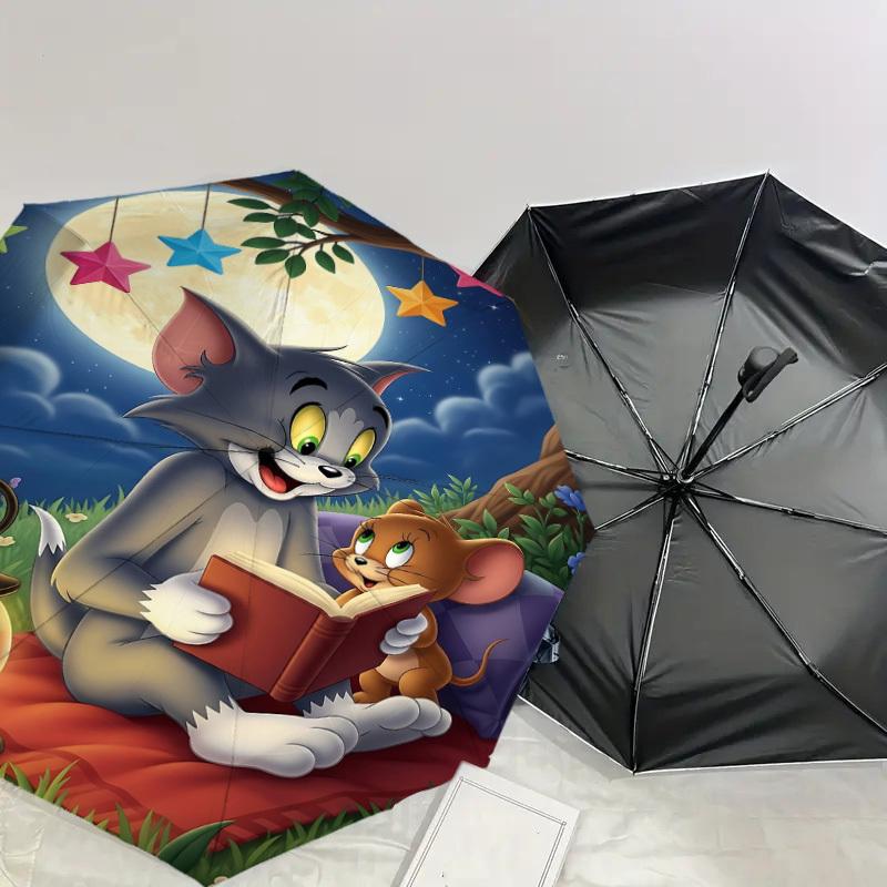 1PC Warner Tom and Jerry Automatic Open/Close Umbrella with Windproof, 56-Rib Sturdy Canopy, Durable Ribs1273A