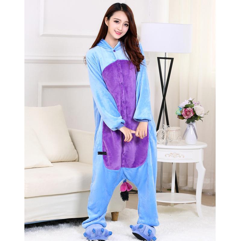 

Парная осенне-зимняя теплая фланелевая домашняя одежда комбинезон с изображением животных из мультфильмов унисекс милая домашняя одежда XL фиолетовый