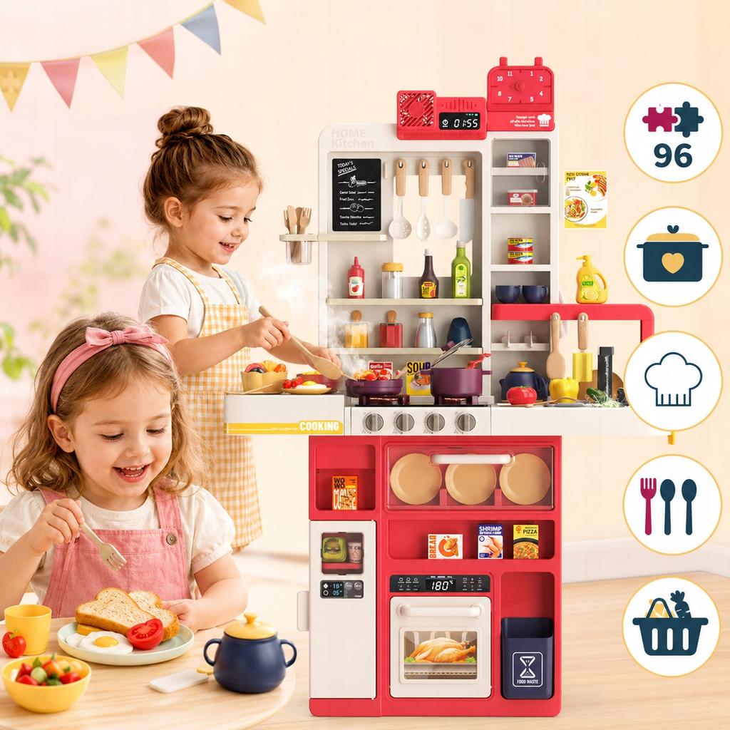 [10] Large interactive children's kitchen set 96 pieces Z3388