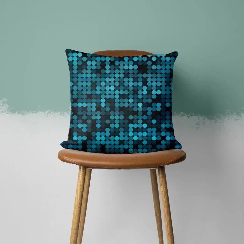 Teal Cushion Cover Leaf Feather Geometric Heart Sofa Pillowcase Bedroom Home Decor Office Decor Accessories 50x50cm45x45