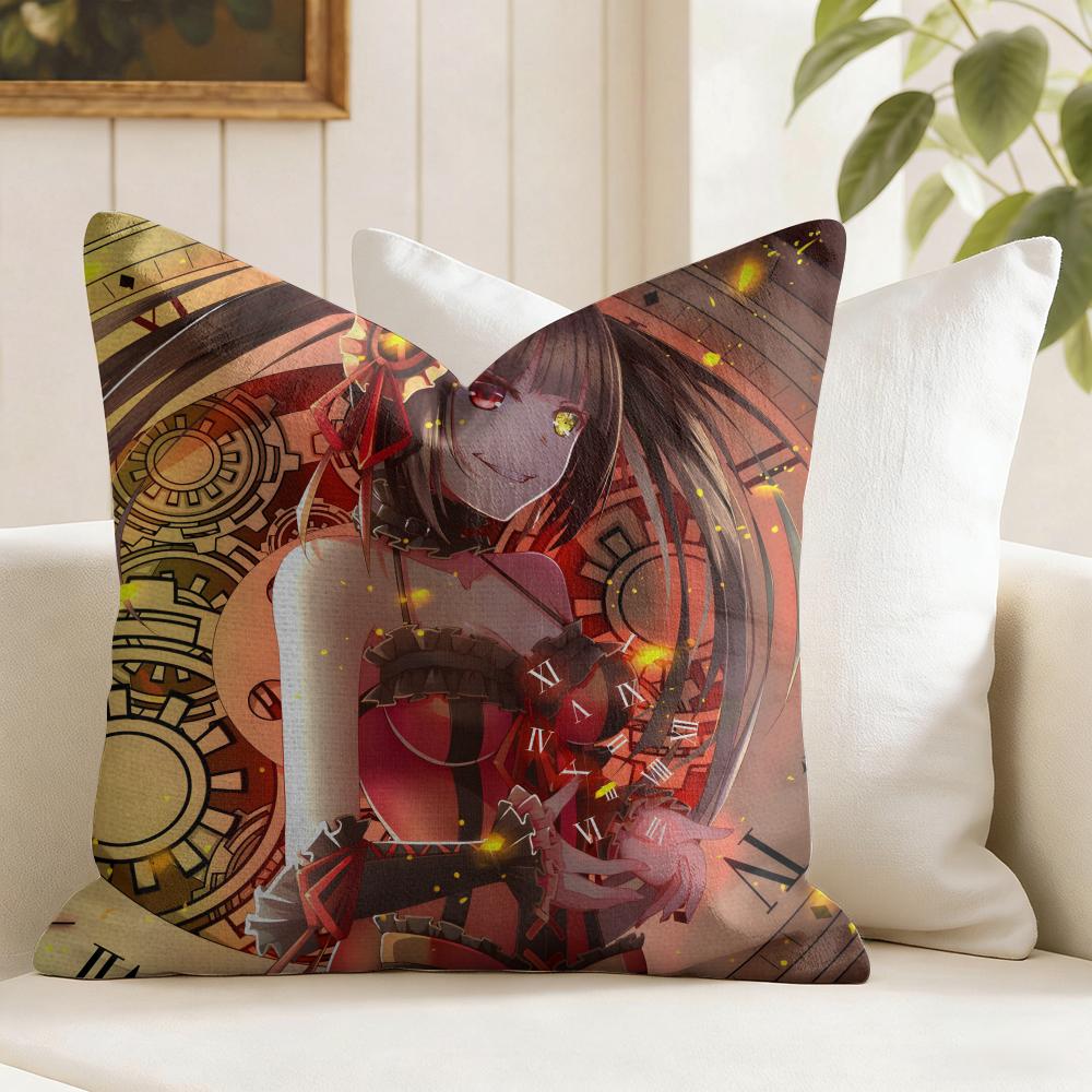 TTokisaki Kurumi Cushion Cover Natural Linen Double Sided Print Throw Pillow Case for Sofa Couch Home Decor