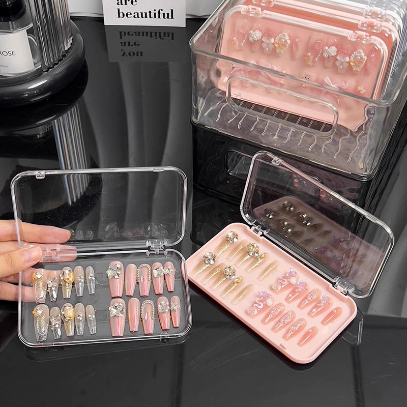 1/2/3Pcs Plastic Clear Box Press-on Nail Storage Case Square Jewelry Earring Sponge Storage Box Display Packaging With Lid