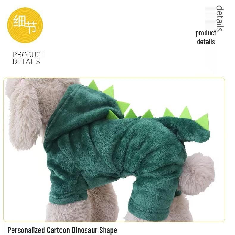 Cozy Dinosaur Flannel Outfit for Small to Medium Pets - Ideal for Autumn and Winter
