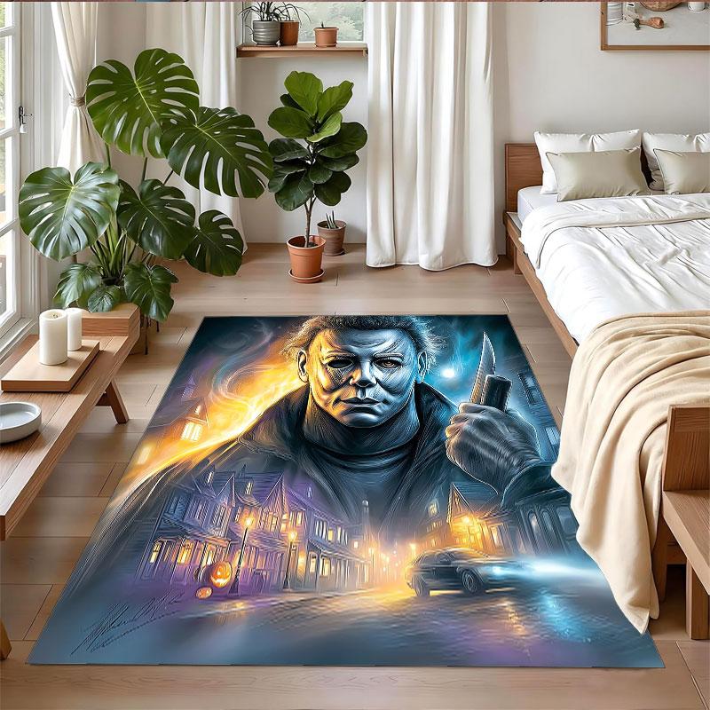 Crystal Velvet Rug Soft Non Slip Indoor Floor Mat Home DecorHalloween Michael Myers