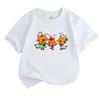 Toddler Boys Girls 100% Cotton O-neck Short Sleeve T-Shirt, Cute Orange Cartoon Cats Singing Pattern Casual Soft Breathable Tee for Kids Daily Wear Ho