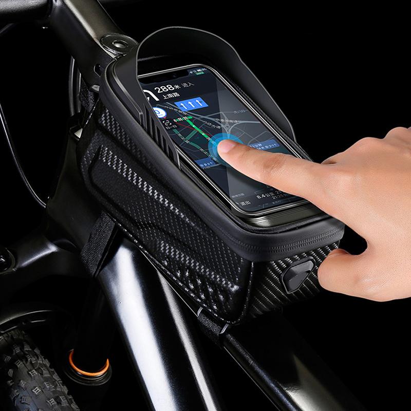 Bicycle Phone Bag Waterproof Bike Bag Waterproof Eva Hard Shell Bike Phone Bag For Cycling Touchscreen Front Frame For Road