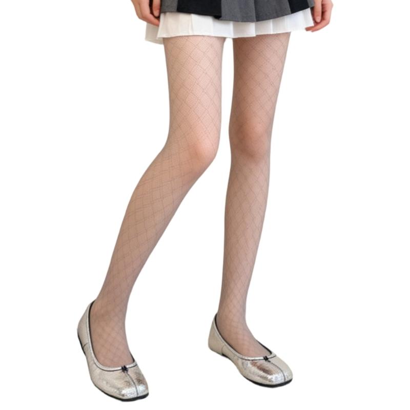 Women's Stretchy Rhombuses Grid Pattern Mesh Pantyhose Breathable Sheer Fishnet Tights Stockings Reinforced Toe Design