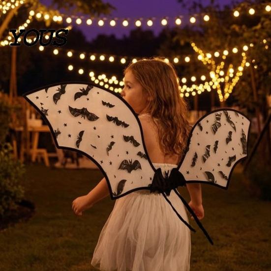 Portable Costume Gear Bat Wing for Kids Girls, Halloween Fairy Lightweight Cosplay Wings Parties, Cosplay, Festivals, Stage Performance Versatile